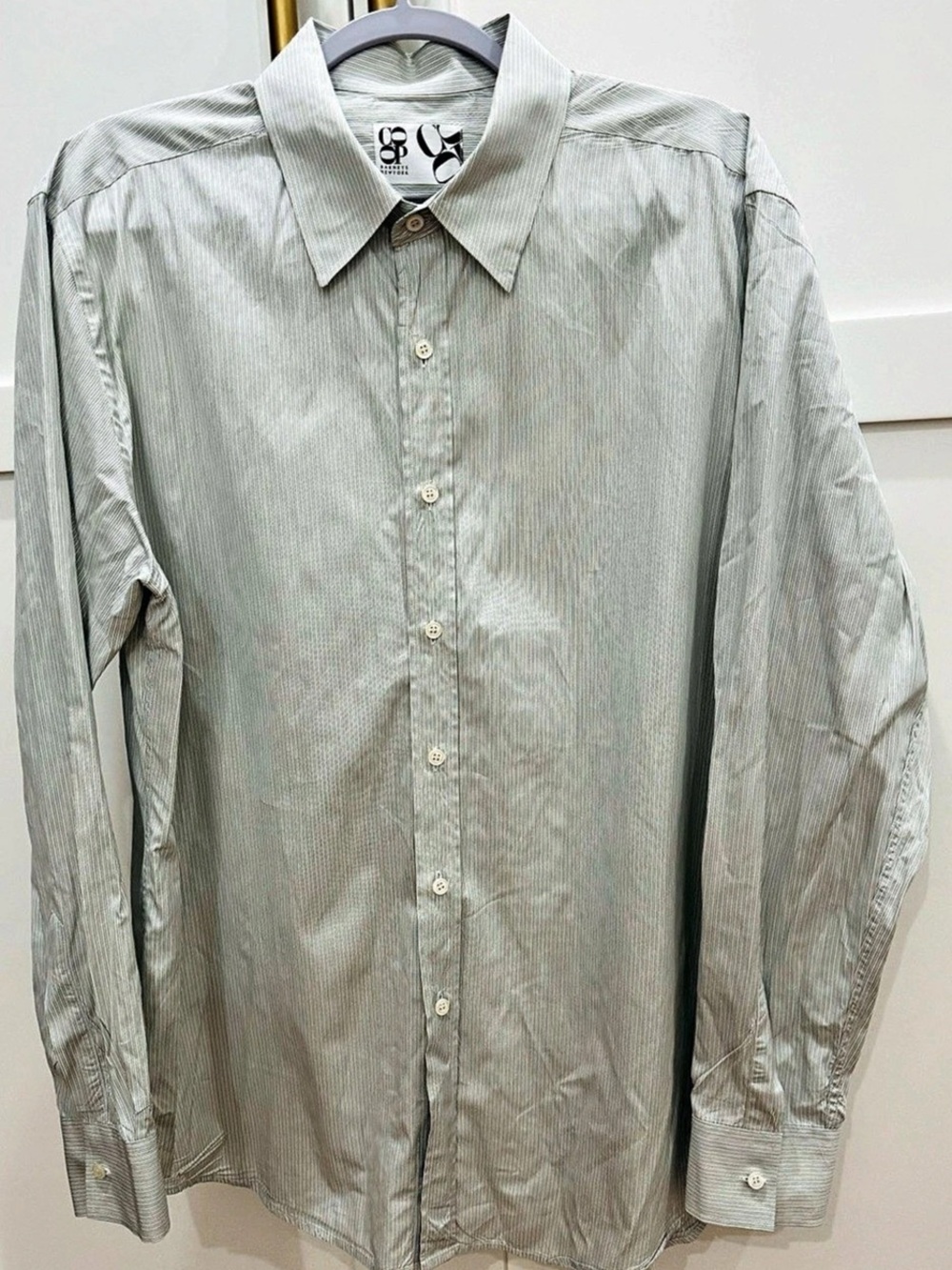 Barneys New York Men's Striped Dress Shirt in Green Like New Sz XL